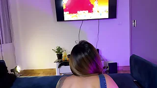 Absorbed stepsister anfractuosities over to play video merriment and gets fucked